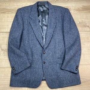 Harris Tweed Blazer Jacket Men's Blue Herringbone Two Button Classic Fit Canada
